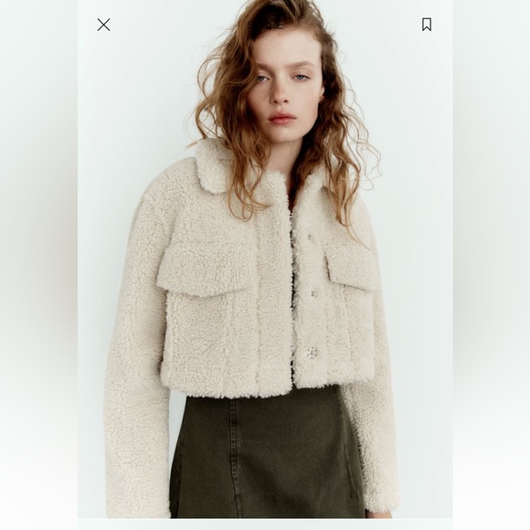 Crop shearling jacket - Picture 1 of 7